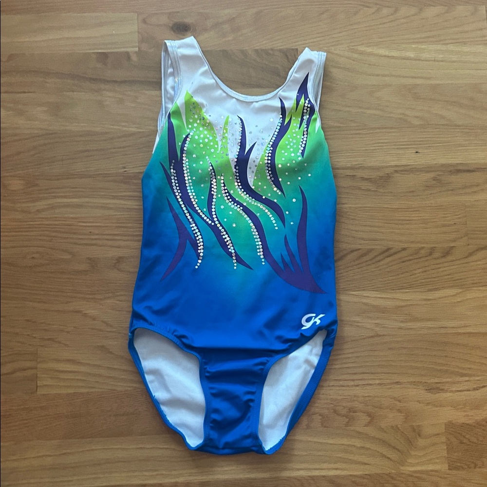 GK White and Purple Gymnastics Leotard